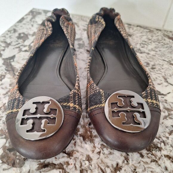 Tory Burch Wool Leather Ballet Flats size 8.M - Picture 1 of 12